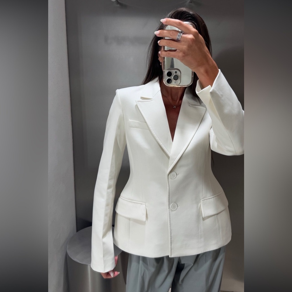 ZARA WHITE OFF FITTED BLAZER SIZE S